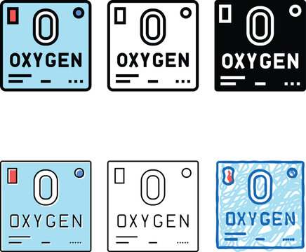 chemical element oxygen 02 color multistyle icon vector. chemical element oxygen 02 sign. isolated symbol