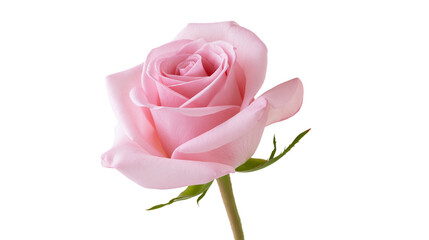 Fototapeta premium Delicate pink rose bloom with soft petals, isolated on transparent background