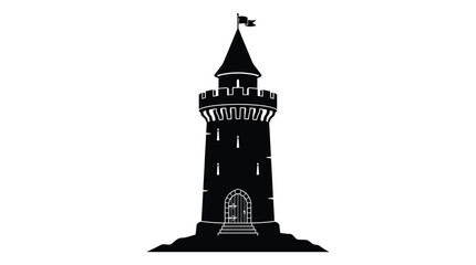 Castle Tower Silhouette Against White Background fortress © Shashon