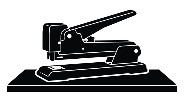 Office Stapler With Open Top And Base Black Silhouette