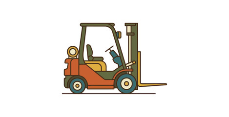 Retro Flat Design Forklift Vector Illustration © Kill