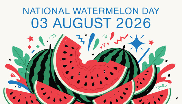 Fresh red watermelon slices celebrating the national watermelon day event