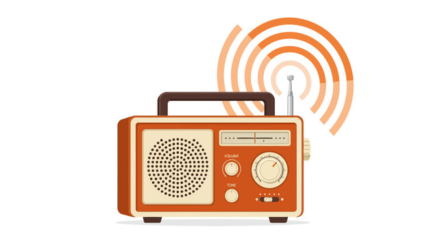 Retro Orange Radio Receiver Device.