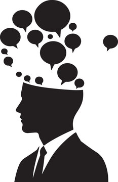 Silhouette of a man head with speech bubbles for brainstorming and ideas Vector