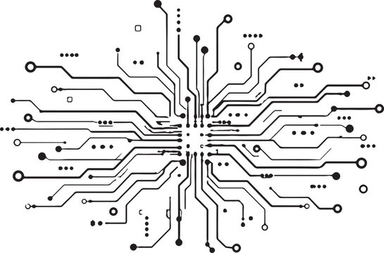 Black electronic circuit board pattern on a white background Vector