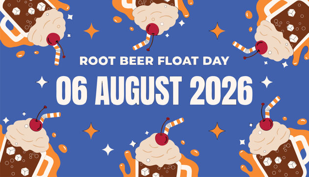 Decorative graphic illustration celebrating the annual root beer float holiday event