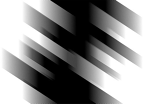 Abstract black-and-white vector pattern featuring sharp-lined stripes. A dynamic, dividing design element with space for text. Striped halftone. Vector background suitable for covers, advertising, pri