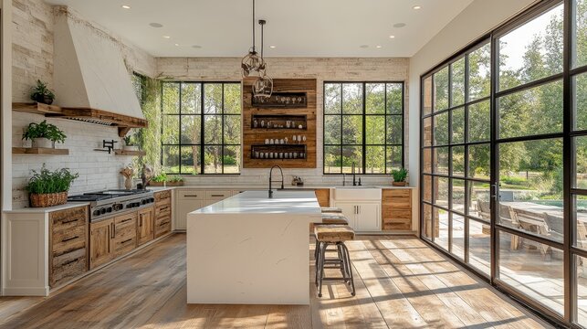 Rustic Modern Kitchen with Natural Light and Warm D&Atilde;&copy;cor --ar 16:9 --stylize 750 --v 6.1 Job ID: 447d8985-3274-4c1c-a207-efd49b41738a
