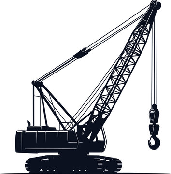 Silhouette of a crawler crane