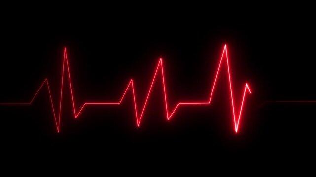 Neon Digital Heartbeat Plus Animation,heart beat neon video motion black backround,glowing neon heart beat signal icon 4k video,neon glowing heart silhouette with a soft pulsing animation.