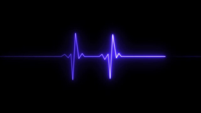 Neon Digital Heartbeat Plus Animation,heart beat neon video motion black backround,glowing neon heart beat signal icon 4k video,neon glowing heart silhouette with a soft pulsing animation.