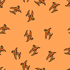 Fototapeta premium pterodactyl dinosaur animal vector seamless pattern pterodactyl dinosaur animal sign illustration