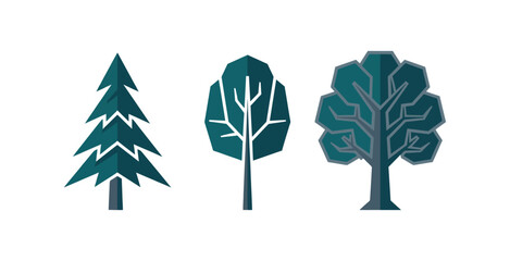 Stylized Geometric Tree Icon Set © Melatunz