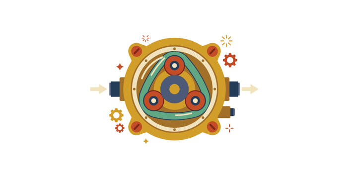 Rotary Engine Mechanism Vector Illustration