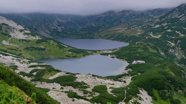 Tatra Nature Panorama: Time-Lapse of a Cloudy Skyline  Lake