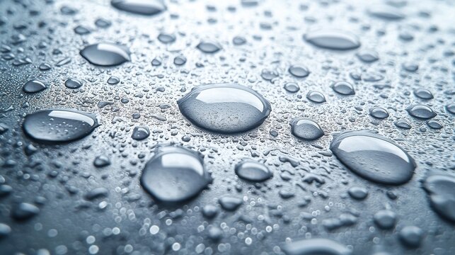 Hydrophobic barrier film testing detailed water droplets perfect spherical beading surface tension laboratory environment protective coating repulsion properties analysis