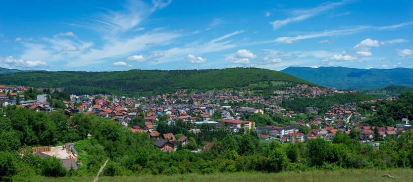 Panorama of Mrkonjic Grad, republic of Srpska, Bosnia and Herzegovina