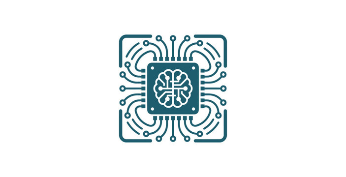 AI Brain Chip Vector Icon