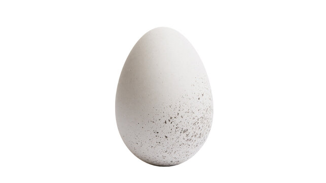 Single speckled white chicken egg, isolated on transparent background