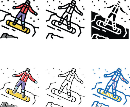 snowboarding clean extreme sport color icon vector. snowboarding extreme sport sign. isolated symbol