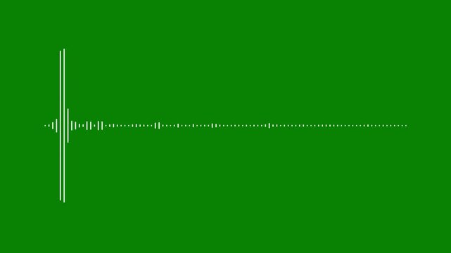 White and green audio visualization effect, white audio waveform spectrum animation, sound line audio wave visualization voice record animation on chroma key green screen background loop.