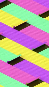 Minimalistic motion design with colorfill roll mats. Seamless looping. 3d animation. 4k.
