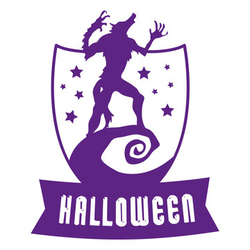 Wolf sheld halloween badge