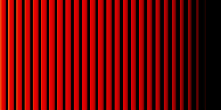 Abstract red glowing vertical lines on black background. Futuristic neon stripe pattern with vibrant gradient. Modern geometric light texture for technology and digital design.