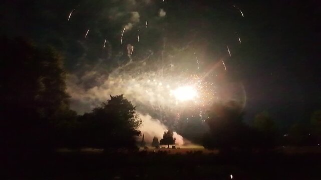 Spectacular fireworks explode over Ann Morrison Park in Boise Idaho celebrating the 250th Fourth of July
