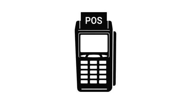 Point of sale terminal with receipt printer black silhouette pos point of sale