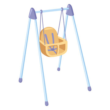 Cute blue and beige baby swing seat vector illustration