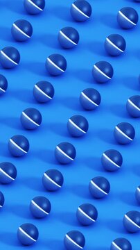 Minimalistic motion design with transforming blue spheres. Seamless looping. 3d animation. 4k.
