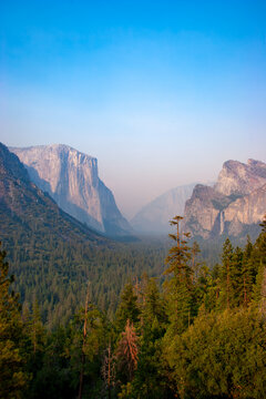 view to yosemite valley with el capitan and cathedral rock