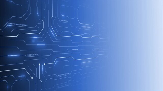 Royal blue color glowing circuit board with blank space hi tech design black technology presentation and business background