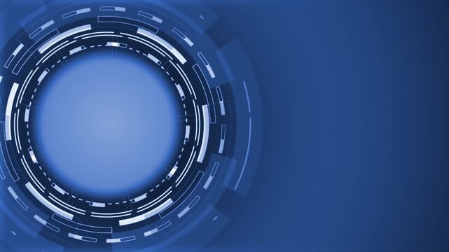 Royal blue color glowing rotating HUD UI with blank space hi tech design presentation or logo reveal technology background
