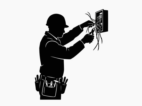 Electrician working on a panel, industrial and maintenance concept.