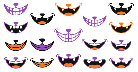 Obraz premium Halloween smiling faces isolated on transparent background