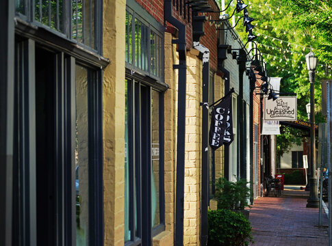 Raleigh, NC - USA - 7-7-2026: Shops and restaurants in downtown Raleigh's historic City Market