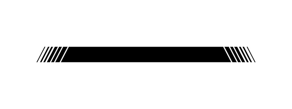 Black banner header with decorative side stripes for modern graphic design