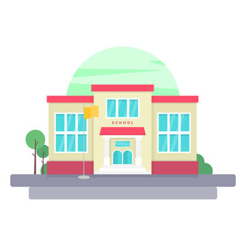 Elementary school building illustration