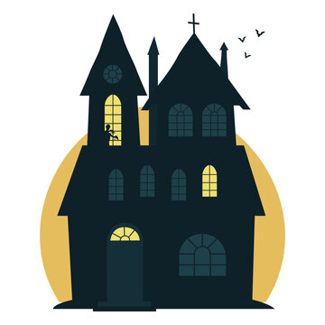 Spooky halloween haunted house