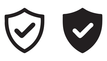 Shield check mark icon set on transparent background for secure safety symbol and protection design. © MdAbdul