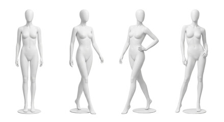 White female mannequin full body figures isolated on transparent background © PNG Lab