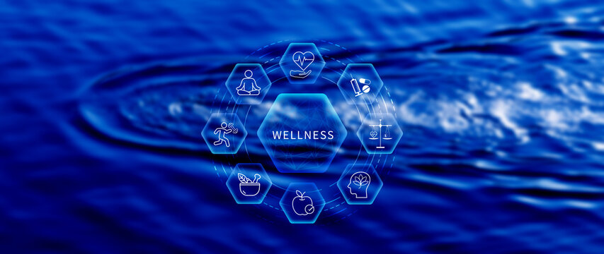 Wellness. Wellness longevity and Holistic Concept, health care, including mental wellbeing, fitness, nutrition, sleep, relationships and financial balance, Personal development and balance. not ai