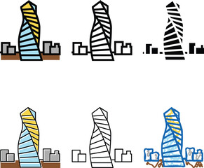 Obraz premium skyscraper modern building color icon vector. skyscraper modern building sign. isolated forms symbol