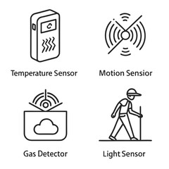 Io t smart sensor and monitoring technology icons set with home automation, technical icons © Mon