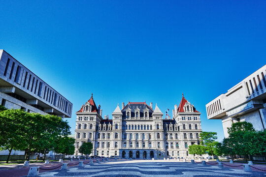 The New York State Capitol, built 1867 to 1899, serves as the seat of government for New York and is a National Historic Landmark, Albany, New York