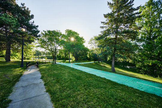 The Corning Riverfront Park multi-use path located in Albany, New York