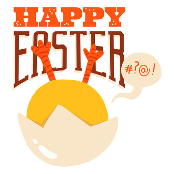 Chicken bubble shell easter greeting badge