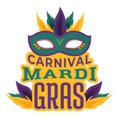Mardi gras colombina mask lettering © Vexels